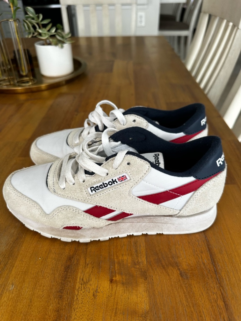 Reebok White, Red & Navy Retro Runner Sneakers
